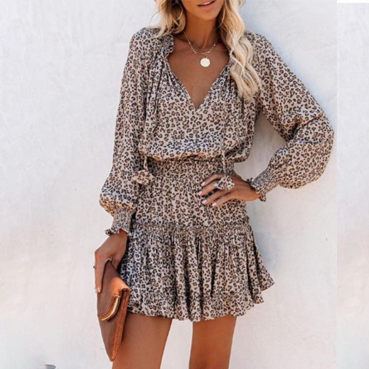 Flowers Print Long Sleeve Dress Fashion