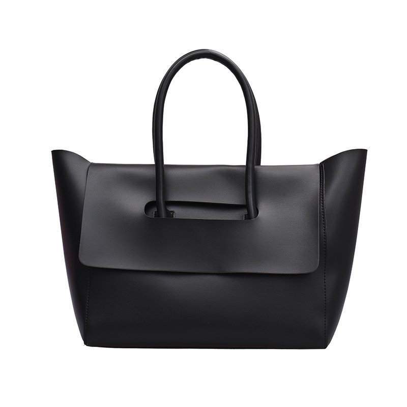 Women’s large retro tote handbag, simple solid-color design.