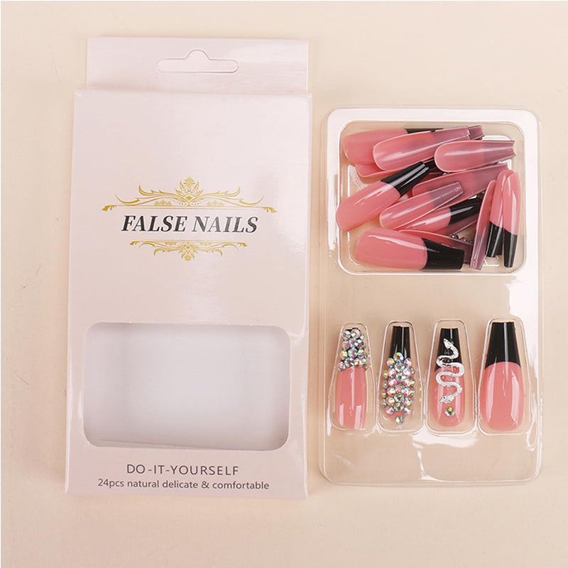 24pcs Diamond Snake Nails