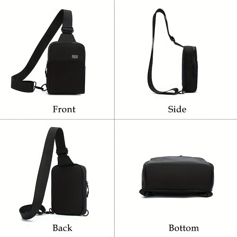 Mini black unisex crossbody sling bag for travel and daily use.