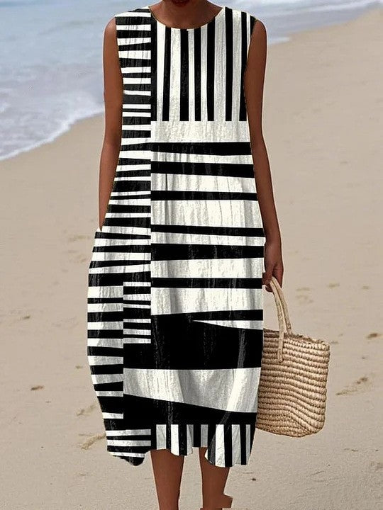 Sleeveless Casual Print Temperament Long Dress Dress Slim Fit