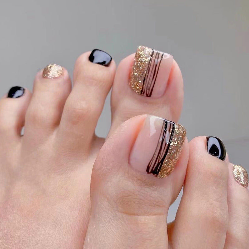 Black Gold Manicure Nails