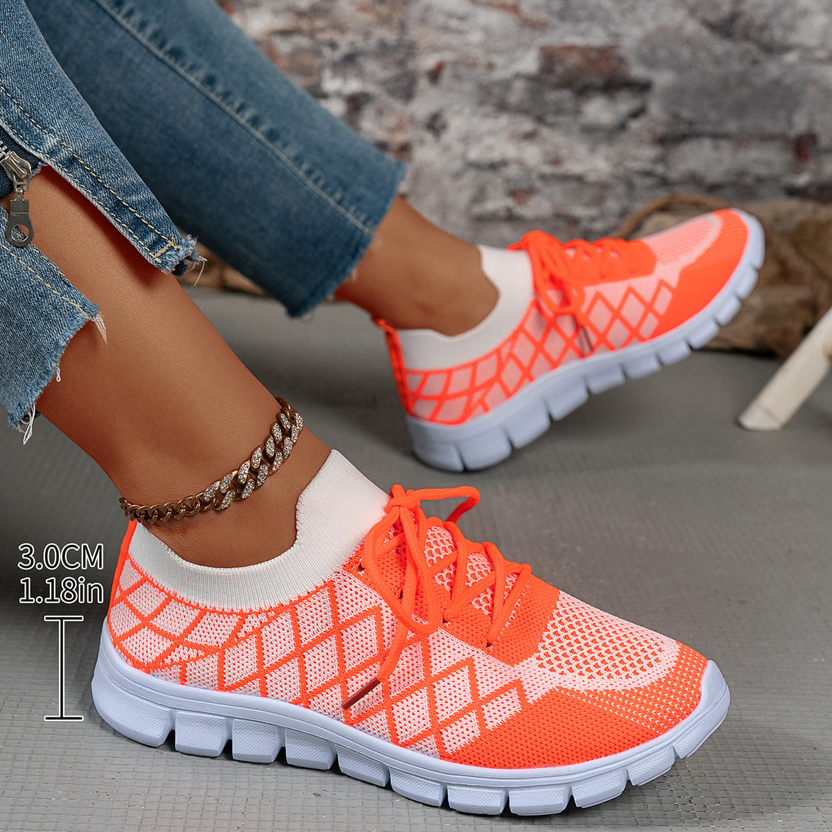Plaid Mesh Fashion Trainers
