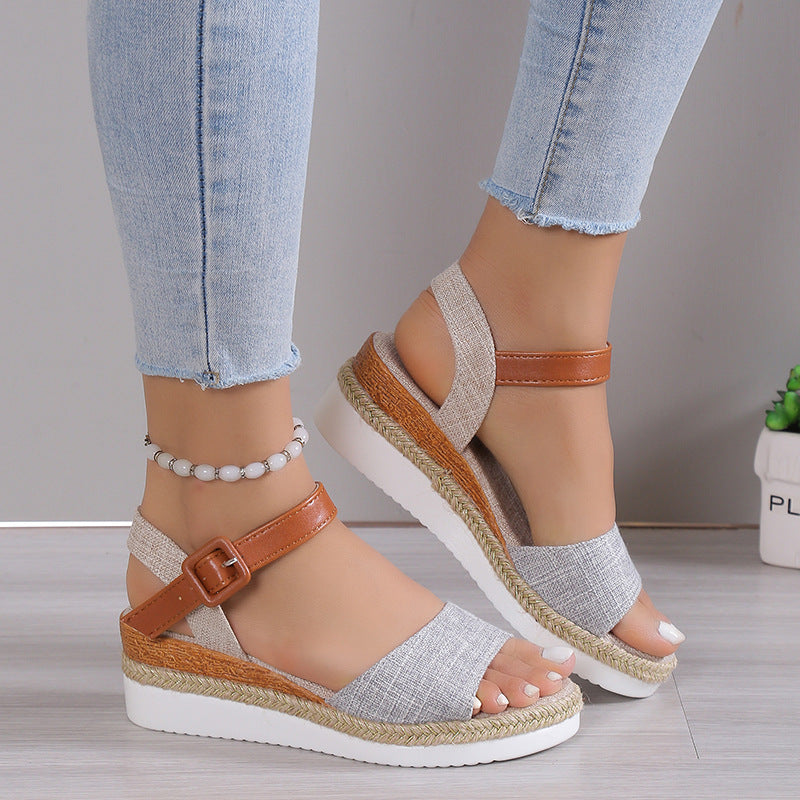 Women's Ankle-Strap Jute Wedge Sandals