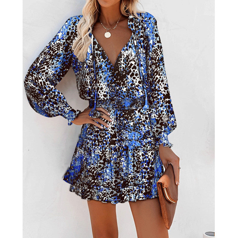 Flowers Print Long Sleeve Dress Fashion