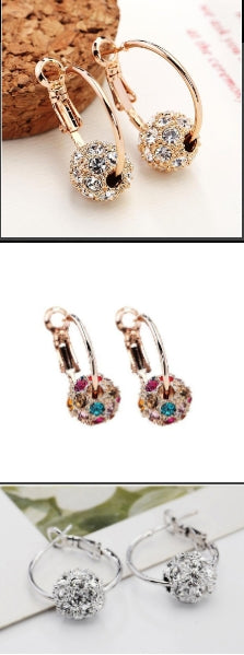 New Women's Lucky Bead Austrian Crystal Earrings
