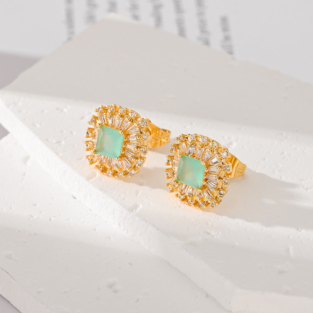 Multiple Colors Zircon-encrusted Stud Earrings