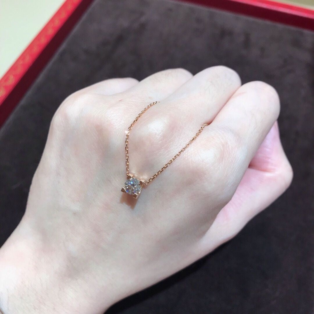 Single Diamond Pendant Female Temperament Titanium Steel Necklace