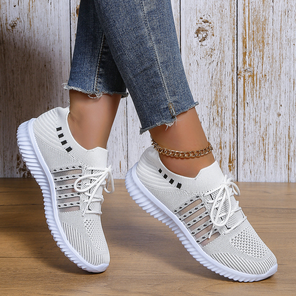 Breathable Lace-Up Mesh Running Sneakers