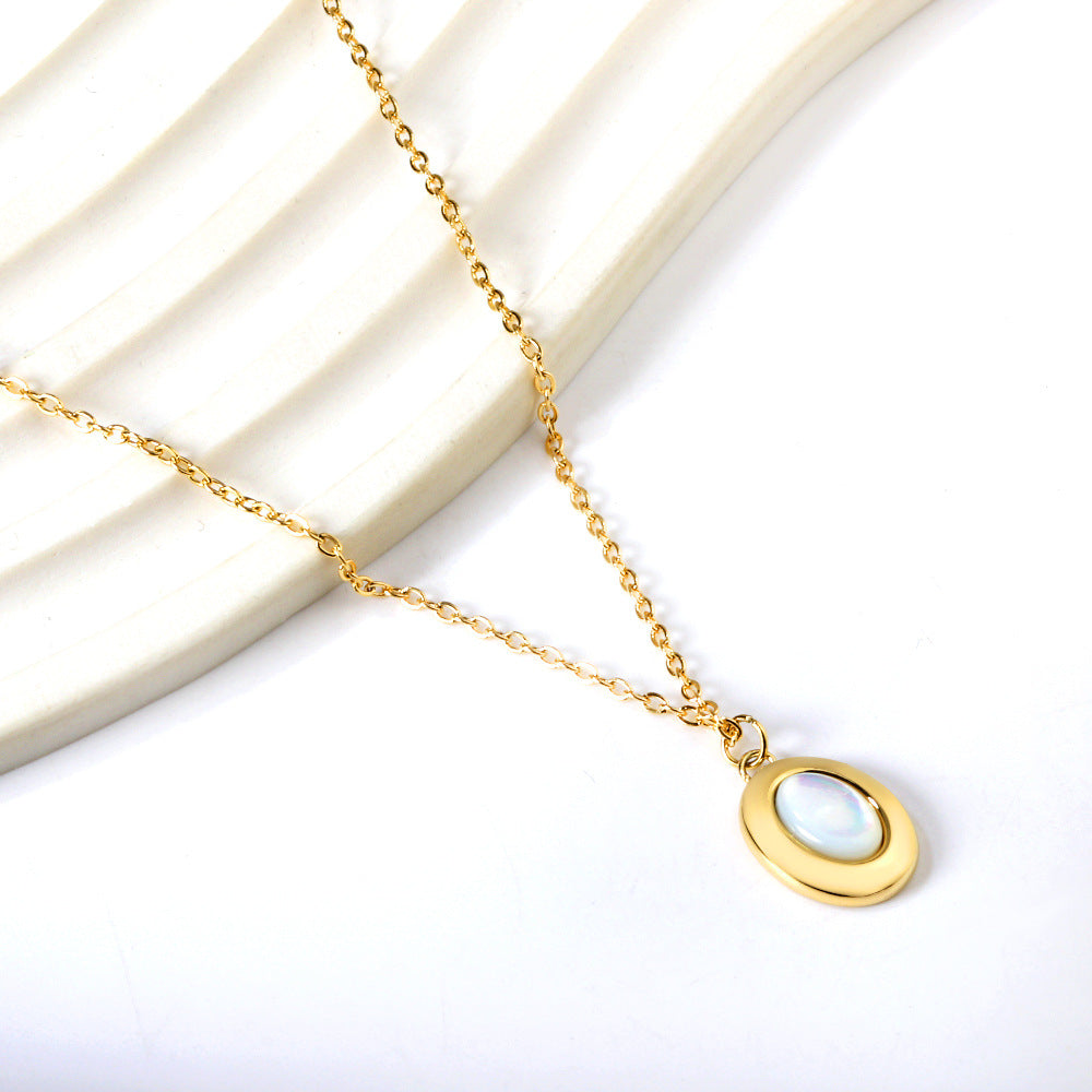 Gold-plated Stainless Steel White Shell Jewelry