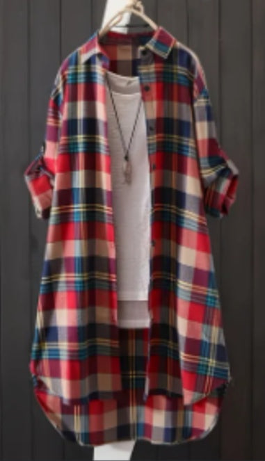 Stylish Buttoned Plaid Top