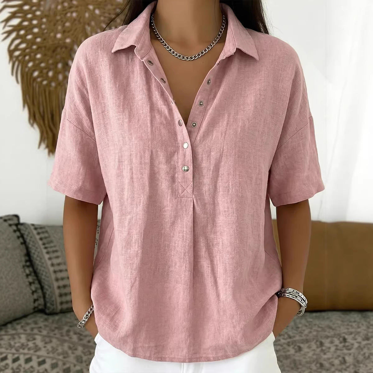 Classic Single-Breasted Lapel Shirt