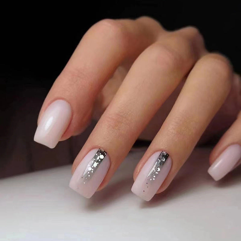 Simple Square Fake Nails Black Gradient