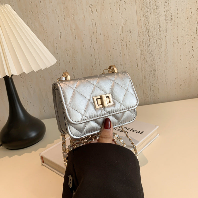 Women's Chain Crossbody Bag with Lock Clasp