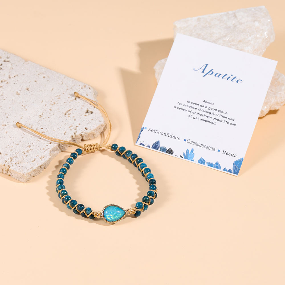 Cross-border Natural Stone Bracelet Water Drop Shape Sapphire Couple Woven Bracelet