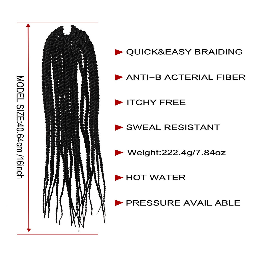 4X EZ Senegalese Crochet Braids | 16" Long Synthetic Hair