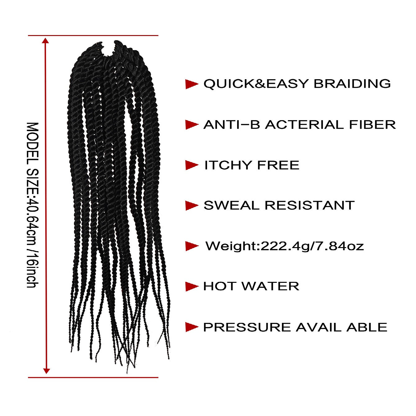 4X EZ Senegalese Crochet Braids | 16" Long Synthetic Hair
