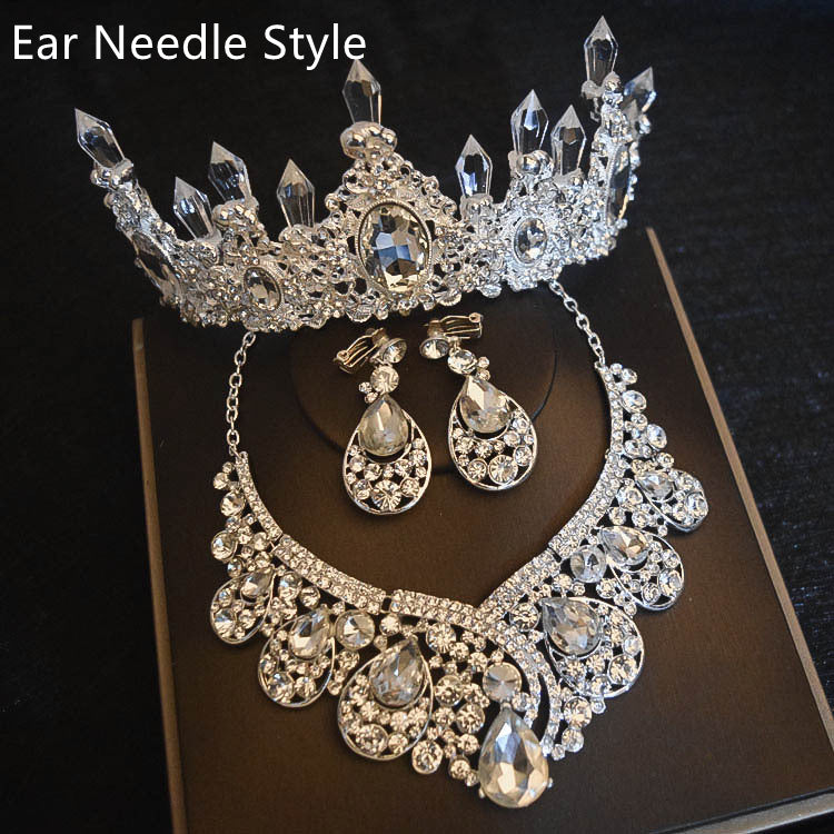 Accessories Crown Necklace Earrings Three-piece Set Wedding Accessories