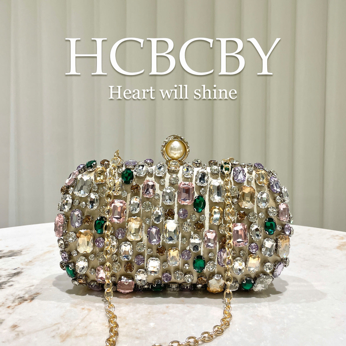 Women's Gold Rhinestone Clutch