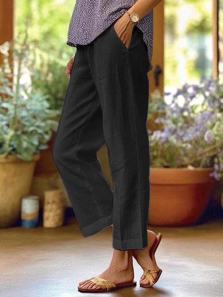 Minimalist Solid Straight-Leg Trousers
