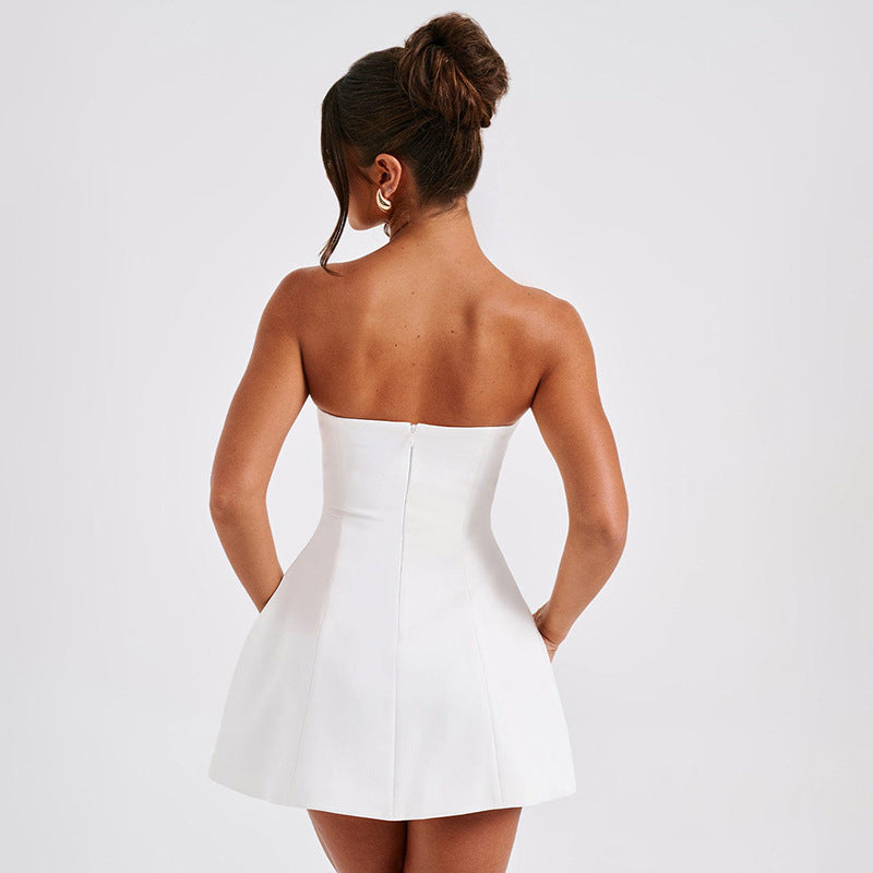 Summer Solid Color Tube Dress
