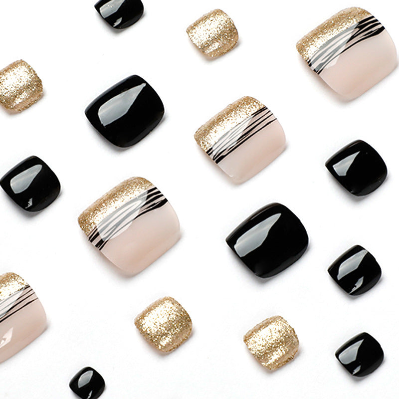 Black Gold Manicure Nails