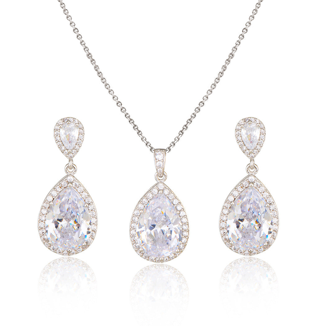 Necklace Eardrops Suit Bride Wedding Jewelry Simple Graceful
