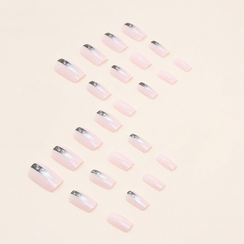 Simple Square Fake Nails Black Gradient