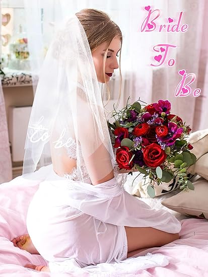 Bride To Be Embroidered Veil Bachelorette Party BachParty Accessory Bride To Be Headband White Bridal Veil Headpiece For Bridal Shower Engagement Party Wedding Bridesmaid Gift Clearance