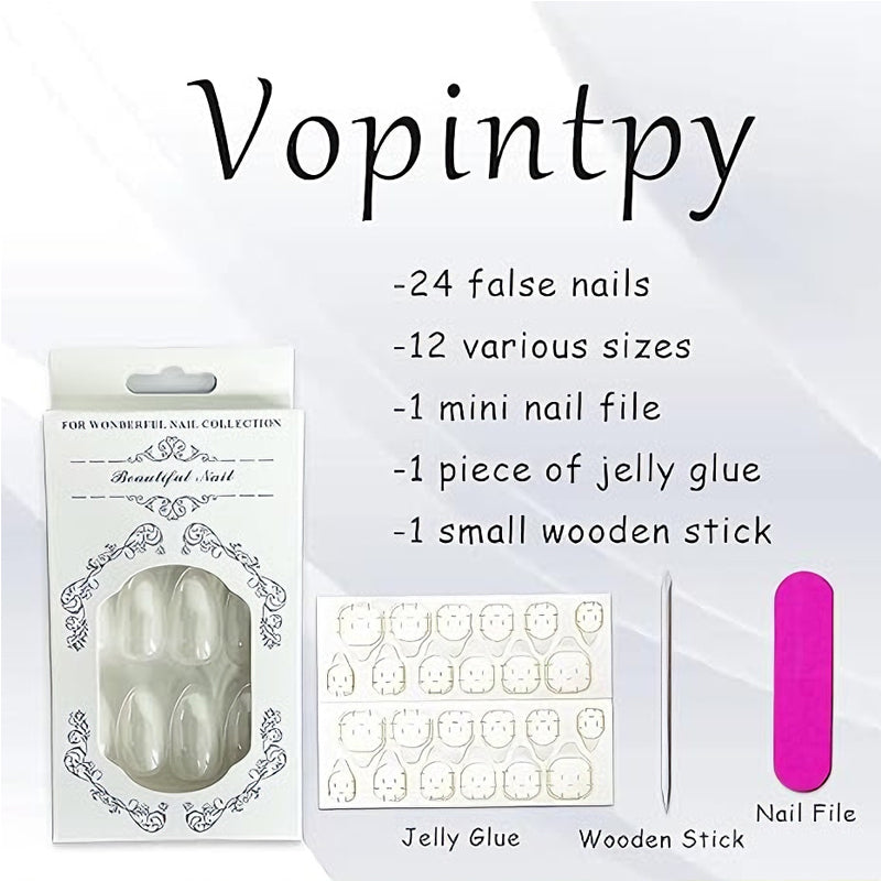 24pcs Aurora White Nails