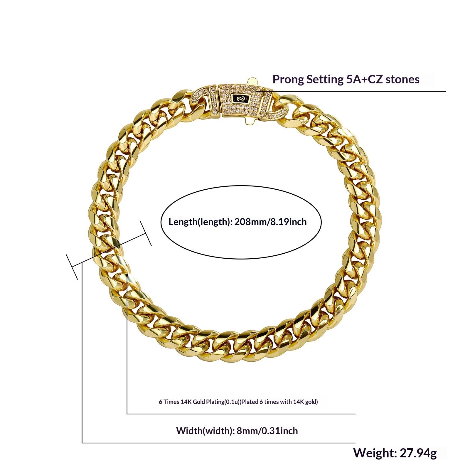 Stainless Steel Cuban Chain, Titanium Steel, Unisex