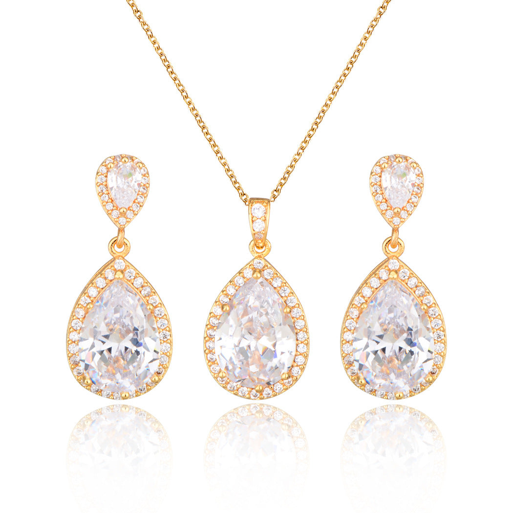 Necklace Eardrops Suit Bride Wedding Jewelry Simple Graceful