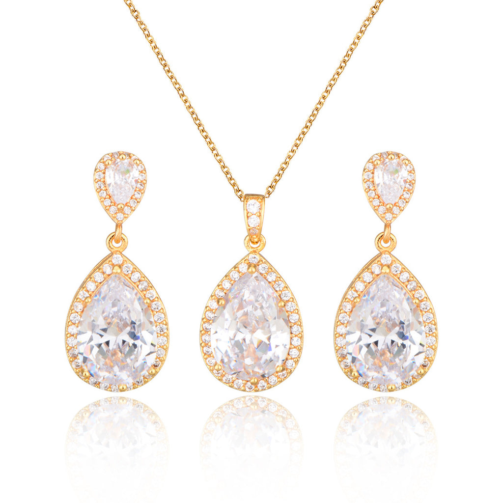 Necklace Eardrops Suit Bride Wedding Jewelry Simple Graceful