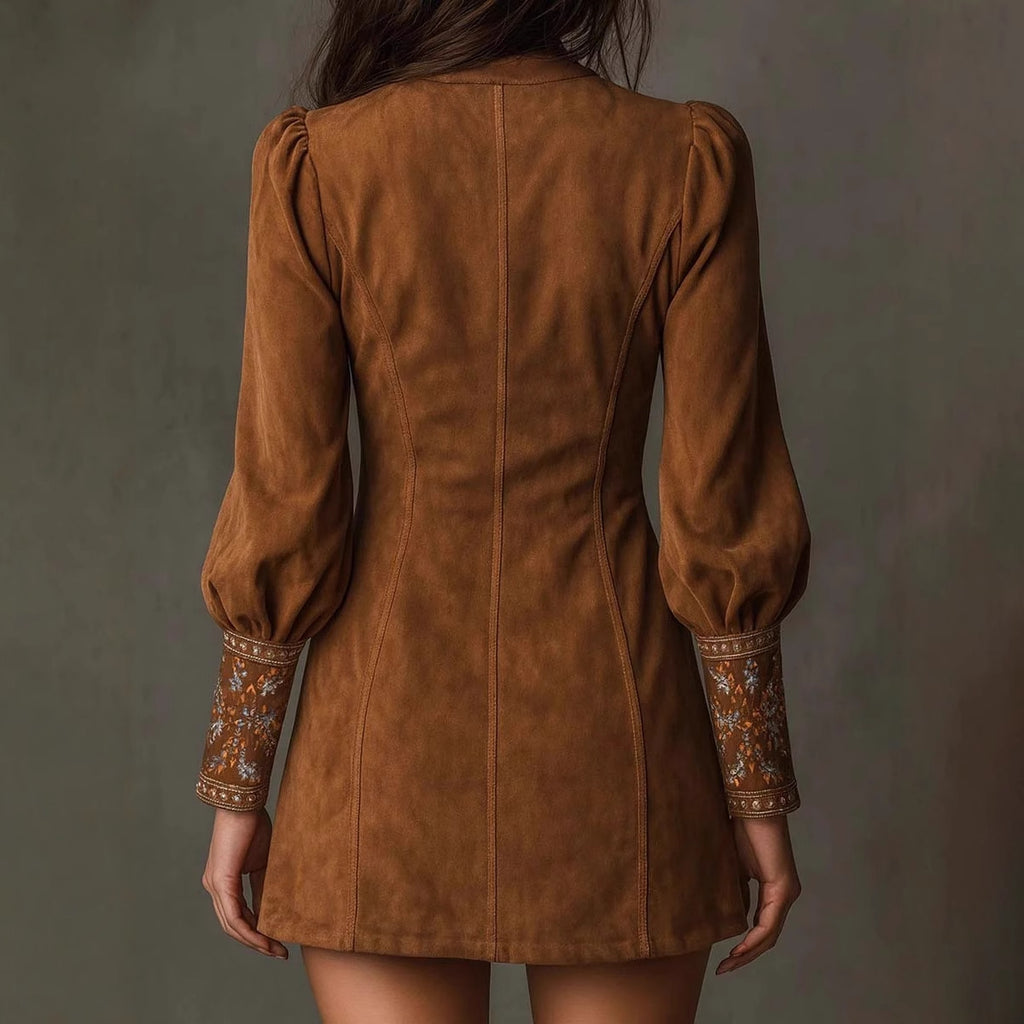 Women's Clothing Long Sleeve V-neck Sexy Dress Embroidery