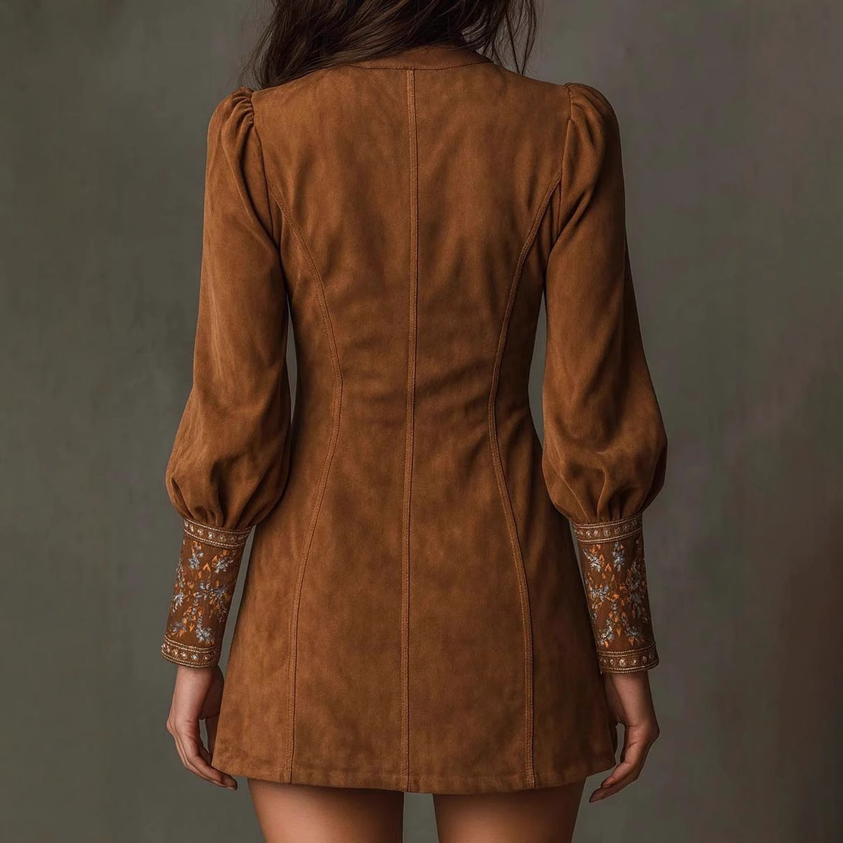 Women's Clothing Long Sleeve V-neck Sexy Dress Embroidery