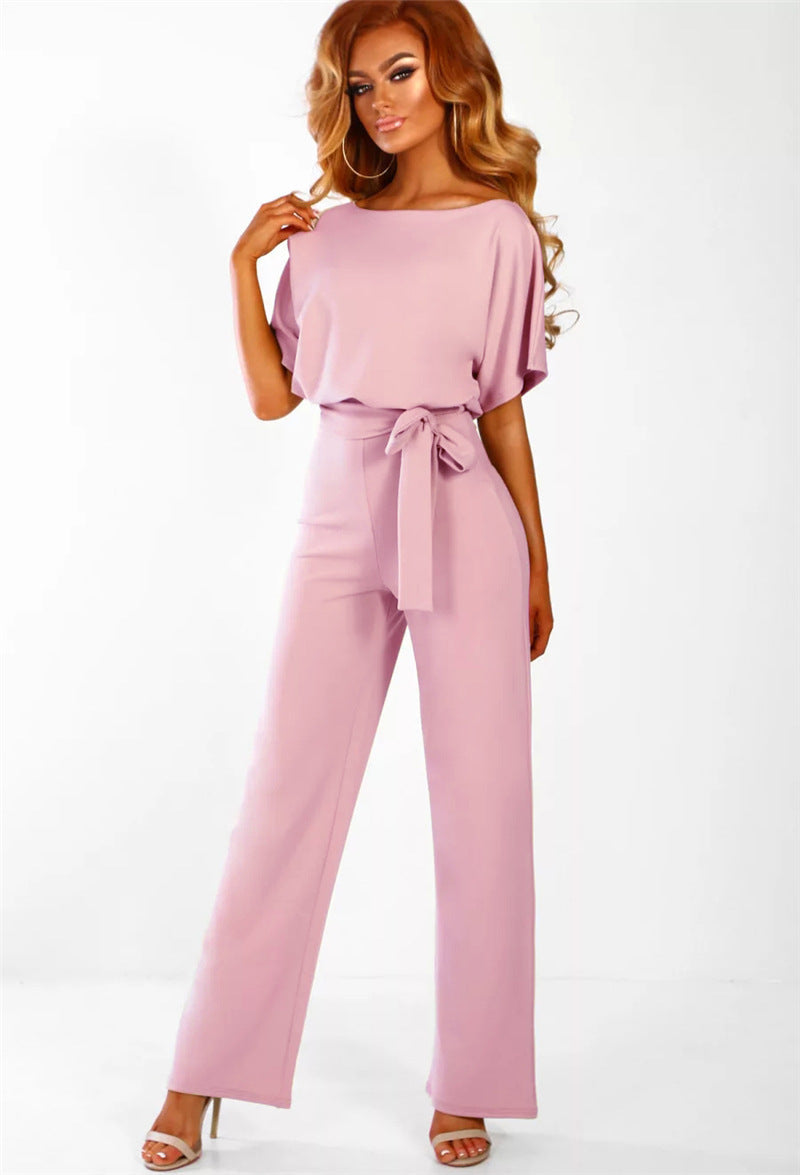 Belted Straight-Leg Jumpsuit