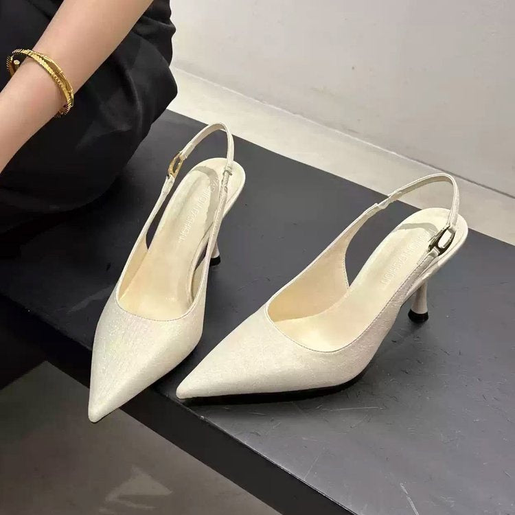 Women's Slingback Pointed Toe Kitten Heel Sandals