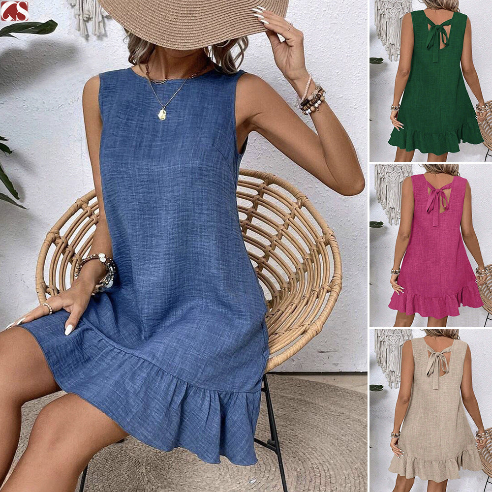 Loose Sleeveless Ruffle Dress