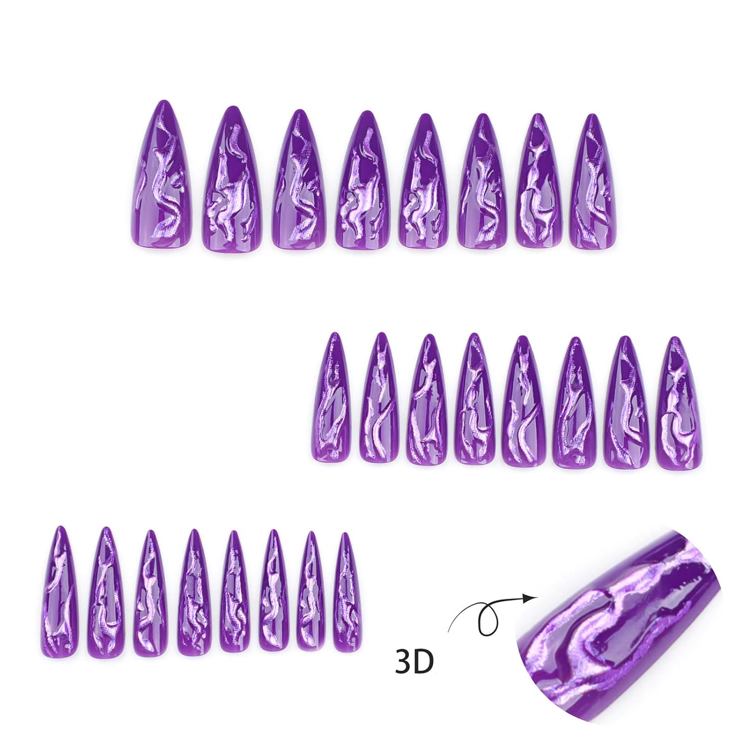 24pcs Purple Devil Nails