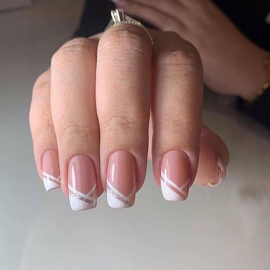 Oblique French Fake Nails