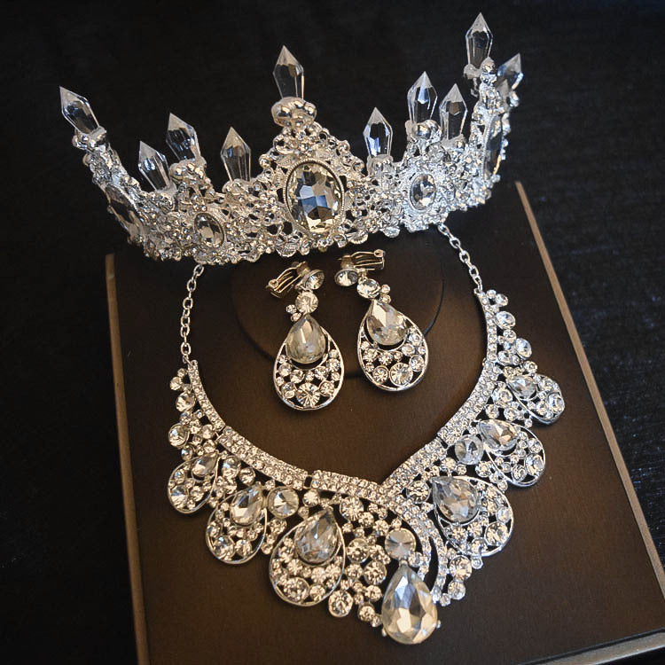 Accessories Crown Necklace Earrings Three-piece Set Wedding Accessories