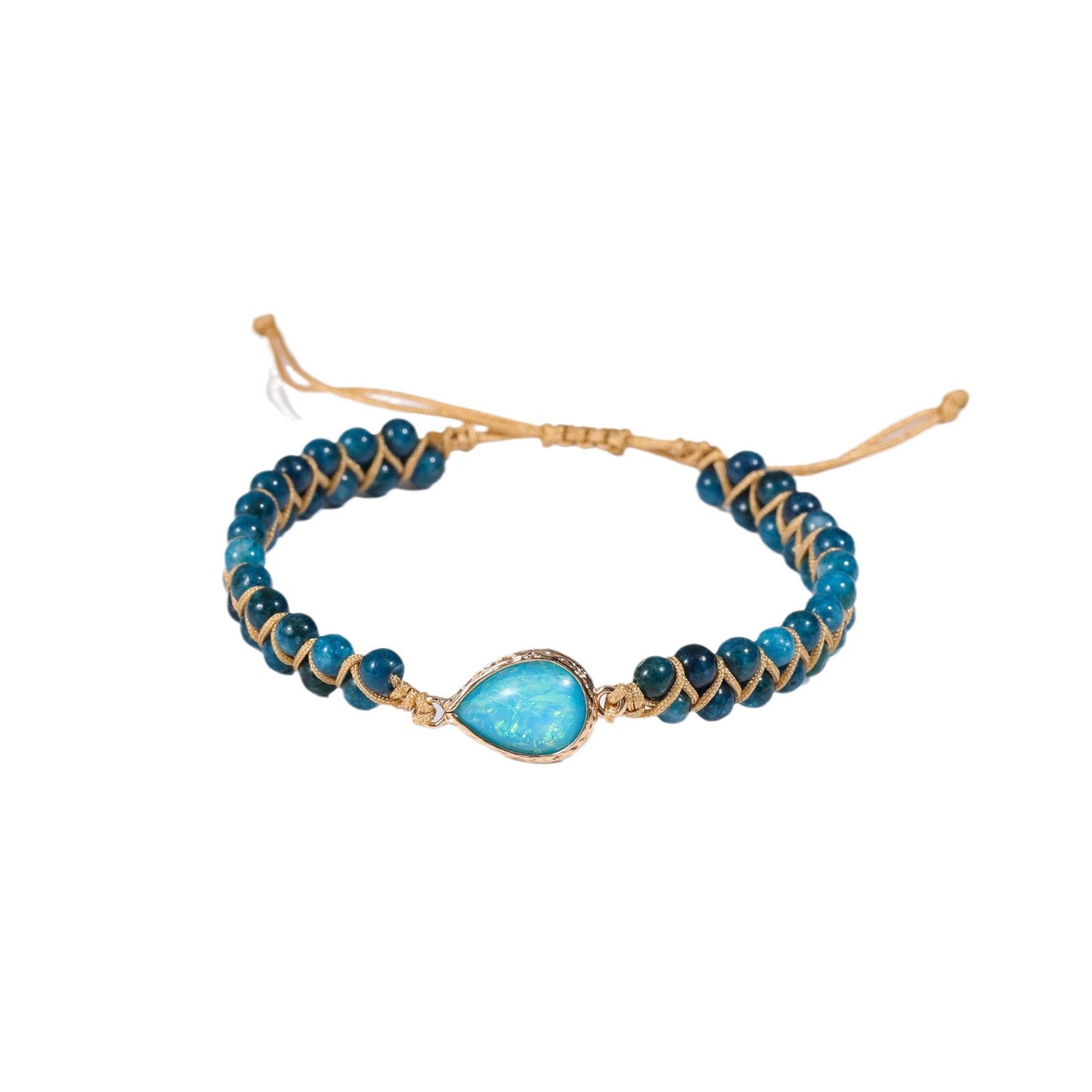 Cross-border Natural Stone Bracelet Water Drop Shape Sapphire Couple Woven Bracelet