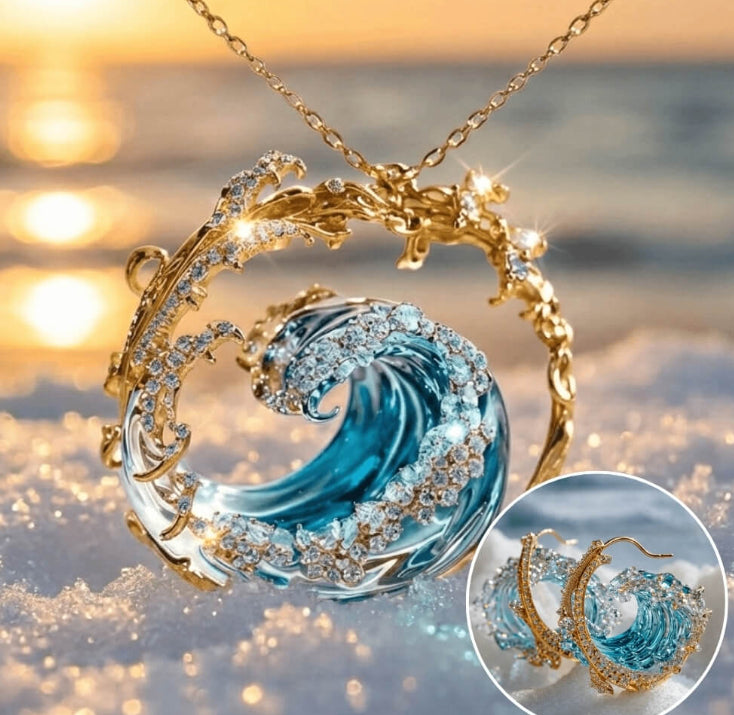 Stainless Steel Spray Necklace Golden Set Silver