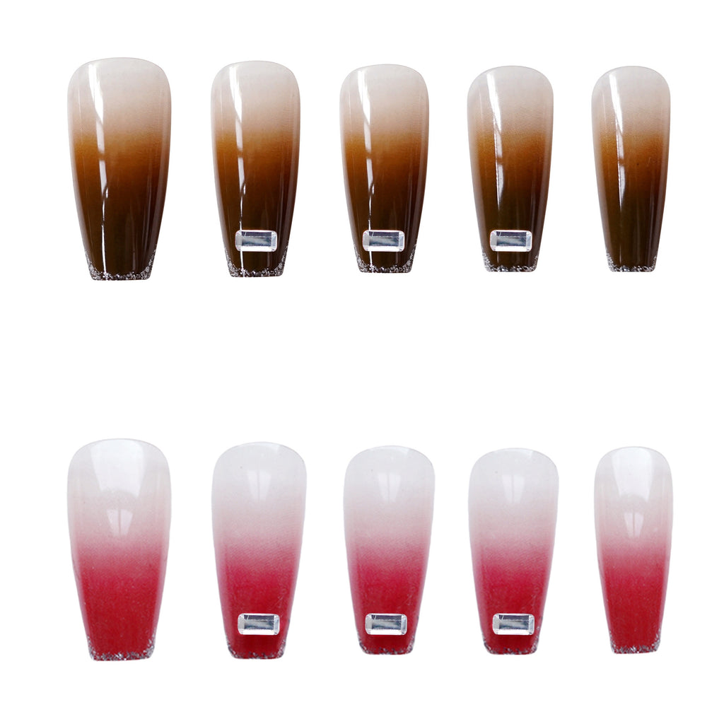 Red Gray Ice Crystal T Nails