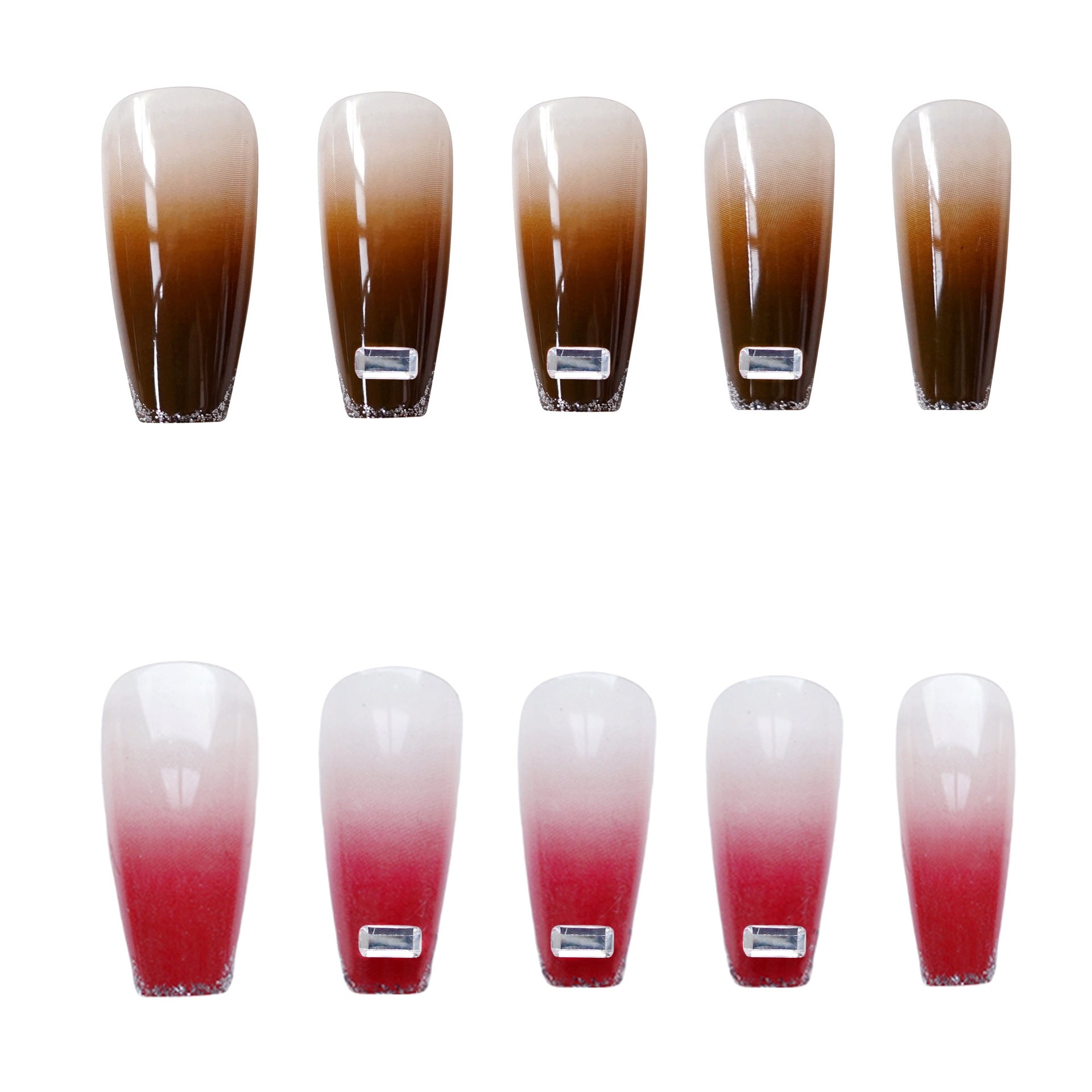 Red Gray Ice Crystal T Nails