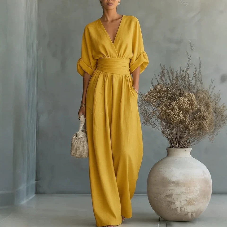 Summer Short-Sleeved Casual Jumpsuit