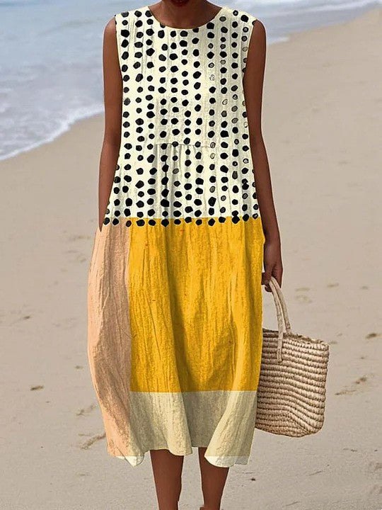 Sleeveless Casual Print Temperament Long Dress Dress Slim Fit