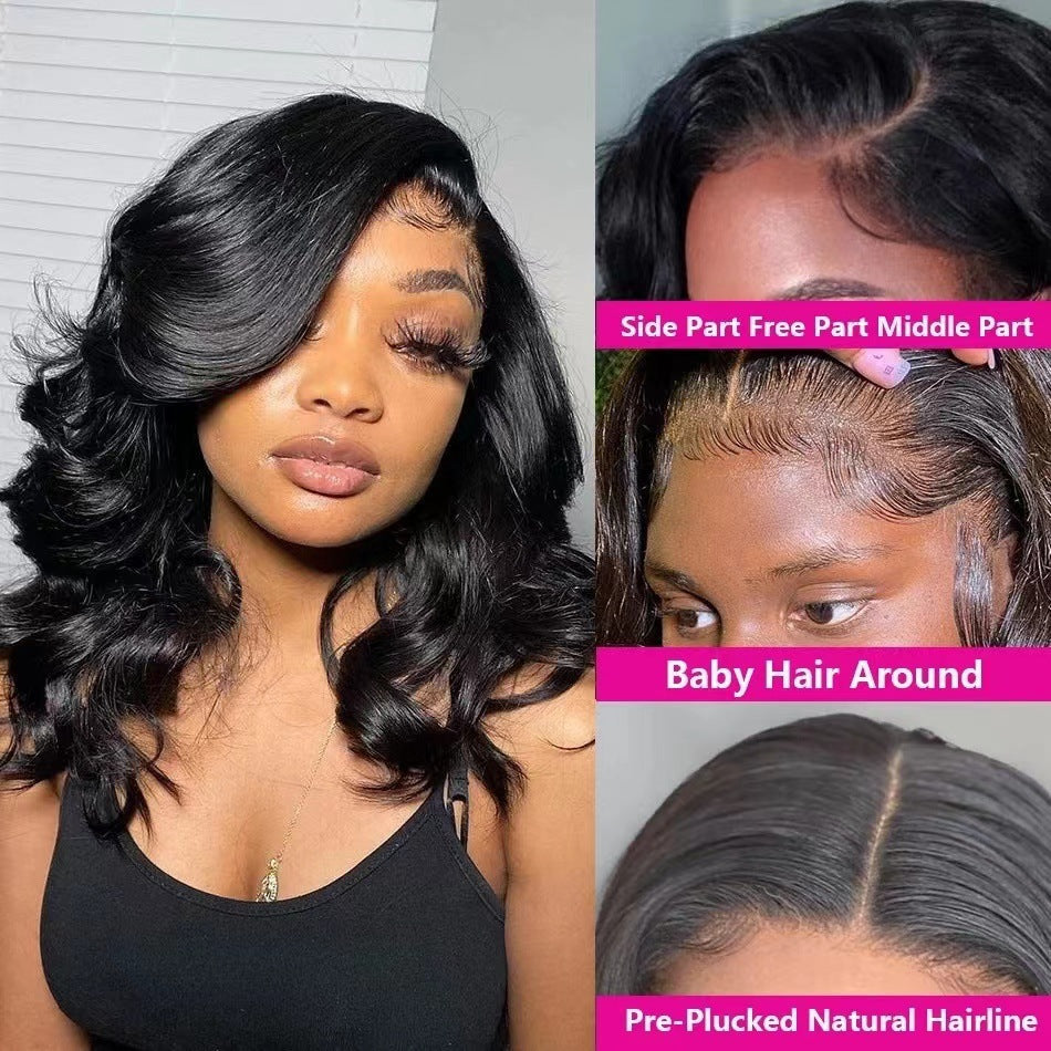 Front-lace Short Curly With Big Waves Wig Cap