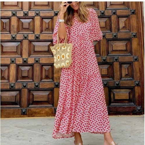 Vintage Bohemian V-Neck Maxi