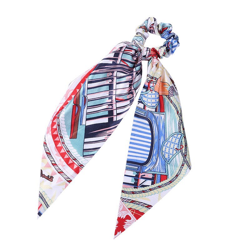 Elegant Floral Hair Scarf | Long Streamer Ponytail Tie